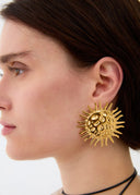 Orecchini Sole Scultoreo Dorato