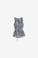 Top smanicato con coulisse in vita