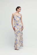 Abito lungo con spalline e stampa sfumata