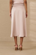 Gonna midi satin con chiusura a portafoglio