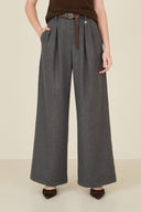 Souvenir Pantalone a Palazzo con Pinces e Cintura