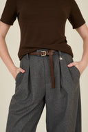 Souvenir Pantalone a Palazzo con Pinces e Cintura