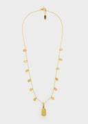 Collana Dorata con Ciondolo Inciso e Dischetti