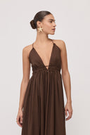 Abito lungo incrociato con spalline