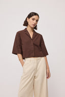 Camicia cropped in popeline