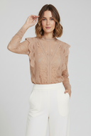 Souvenir Blusa pizzo floreale collo alto e ruches