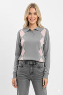 Maglia polo grigia con motivo argyle