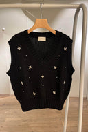 Gilet in maglia nero con applicazioni