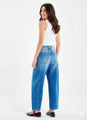 Jeans straight fit a vita alta