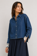 Camicia denim con dettagli in pizzo