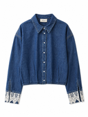Camicia denim con dettagli in pizzo