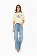 T-shirt Gialla con Stampa Frontale