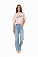 T-shirt Rosa con Stampa Frontale