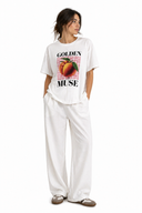 T-shirt over con stampa