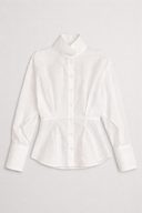 Camicia Bianca con Collo Drappeggiato