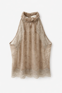 Top in Jacquard con Dettagli in Pizzo