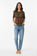 Top in Pizzo con Inserto in Tulle