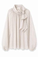 Blusa a righe con fiocco al collo