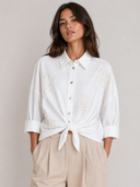 Camicia in cotone con ricami décor