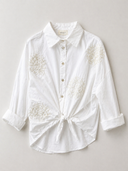 Camicia in cotone con ricami décor