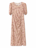Abito midi floreale con drappeggio laterale