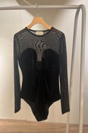 Body nero con tulle e velluto