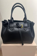 Borsa a mano in pelle nera con cintura decorativa