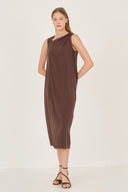 Abito midi drappeggiato in raso